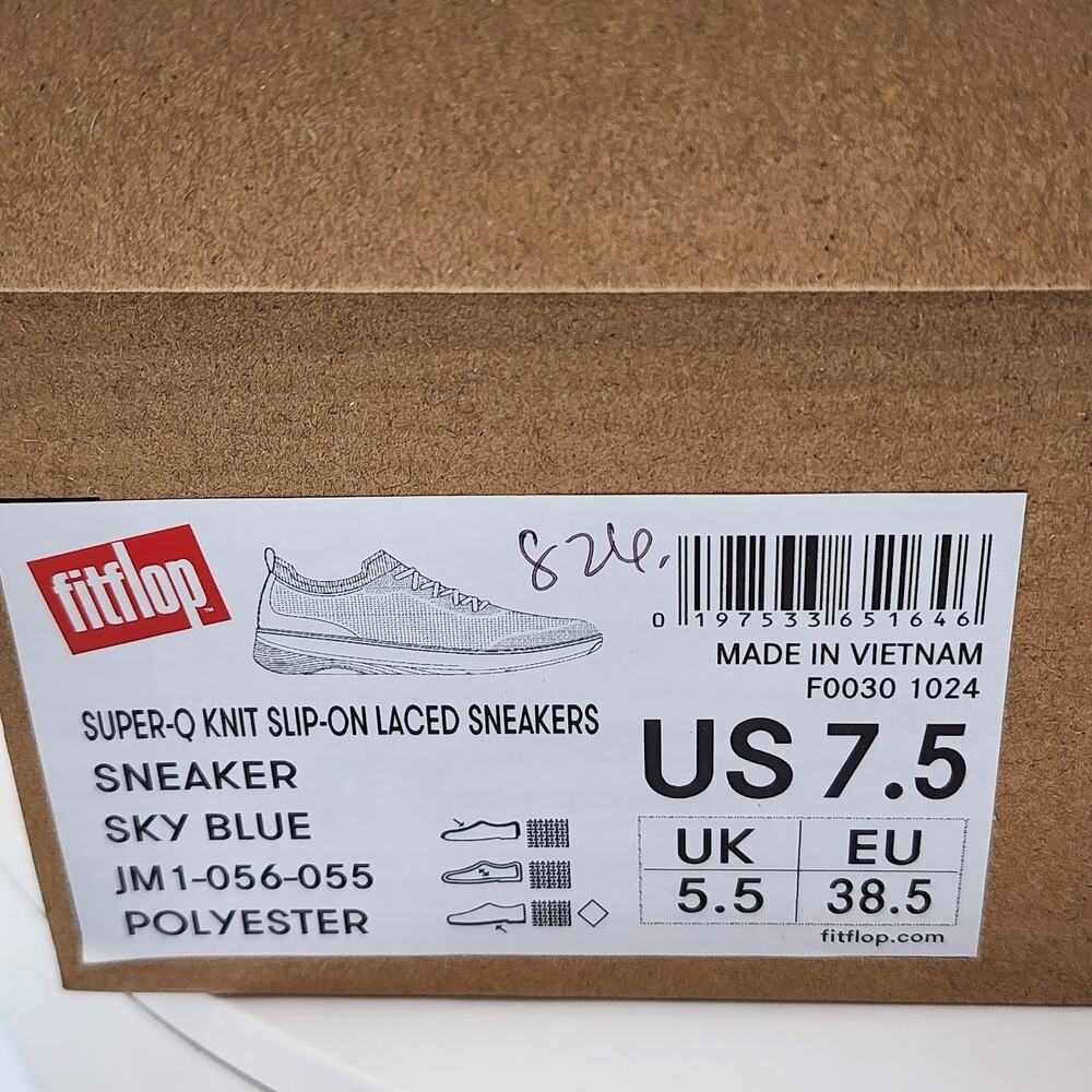 NEW - FitFlop Super-Q Knit Slip-On Lace Women's Sneakers Sky Blue - Size 7.5 - Picture 8 of 8